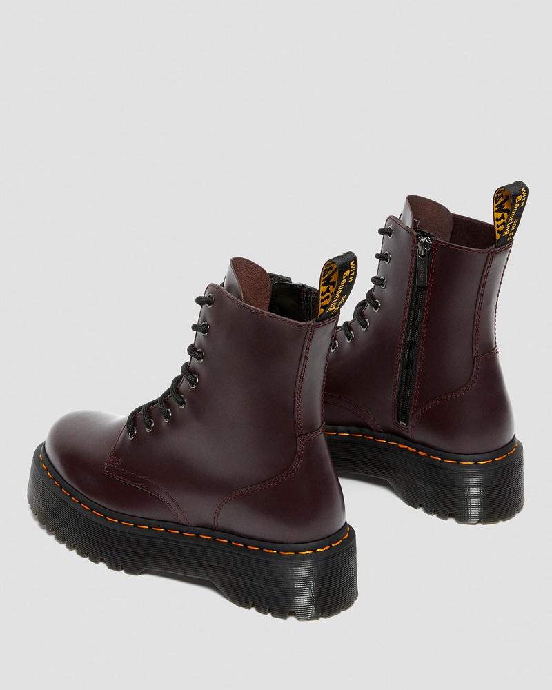 Dr Martens Jadon Smooth Læder Platform Støvler Dame Bordeaux | DK 246QMA